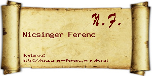 Nicsinger Ferenc névjegykártya